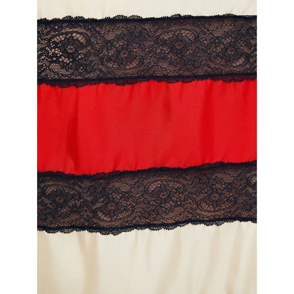 GUCCI Lace-paneled silk-twill skirt - Picture 5 of 12